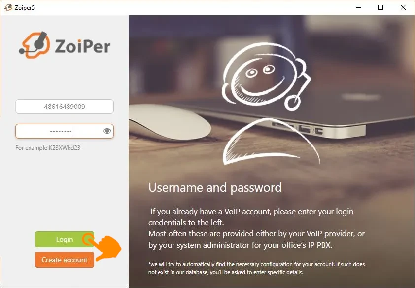 Zoiper - dane logowania