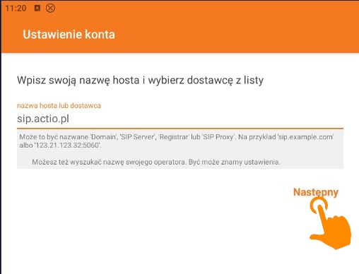 Zoiper - ustawienia serwera sip.actio.pl