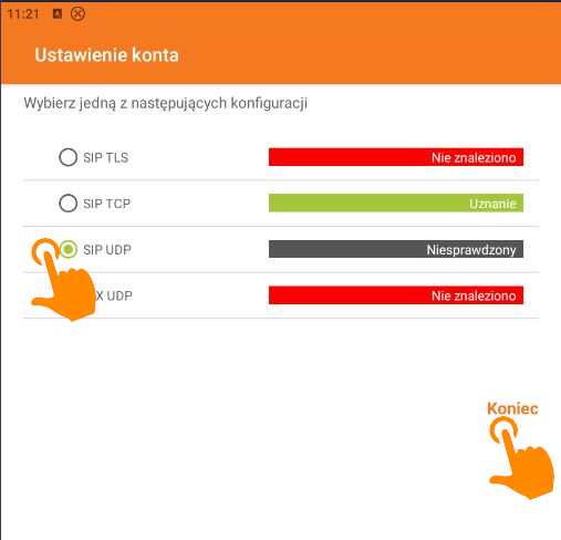 Zoiper - test połączenia i wybór protokołu